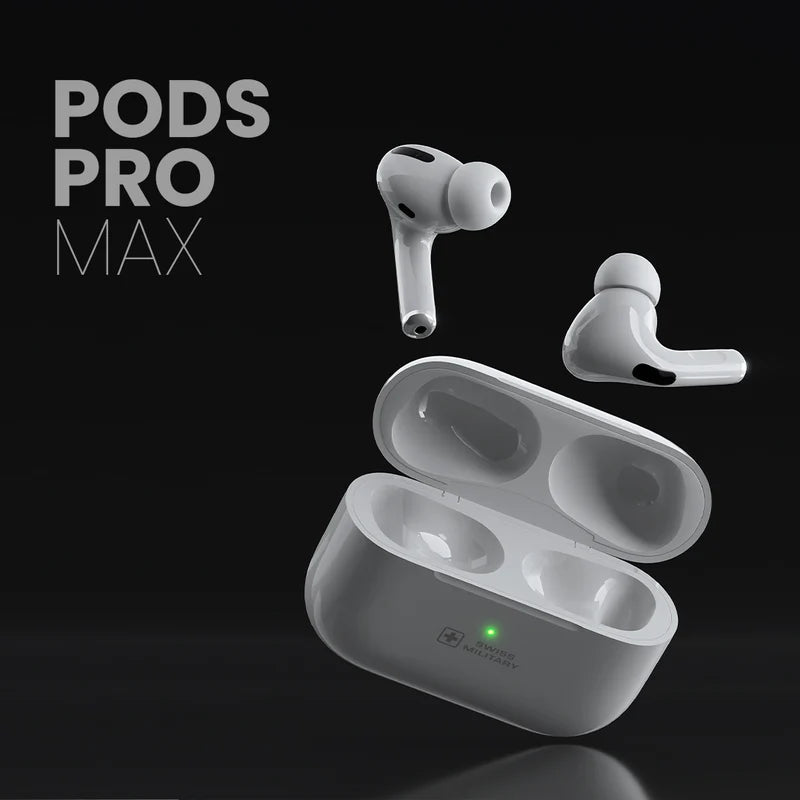Swiss Military Pods Pro Max True Wireless Earbuds | Bluetooth 5.1 | 20 Hours Playtime | Type-C Charging