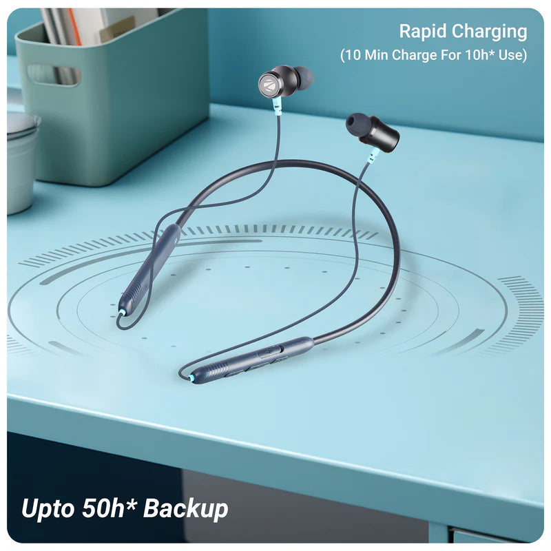 ZEBRONICS Yoga 111 Bluetooth Neckband Earphones with ENC, 50H Backup, Gaming Mode, Rapid Charging, BT v5.3, Dual Pairing & Voice Assistant