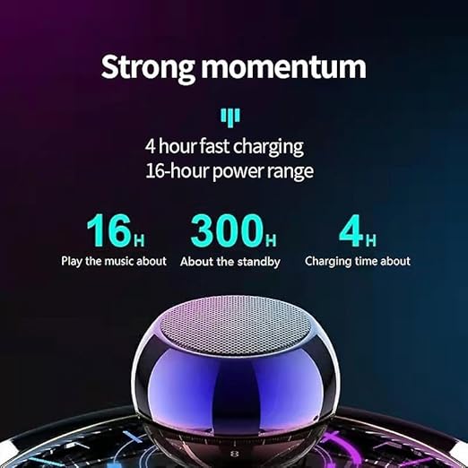 Mini Portable Bluetooth Speaker with HiFi Sound | 16H Playtime | Fast Charging | Compact Wireless Speaker for Mobile, Laptop & Tablet (Multicolour)