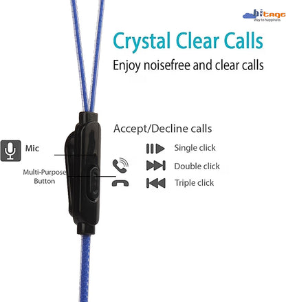 Hitage HB-131+ HD Wired in Ear Earphone with Mic (Blue)