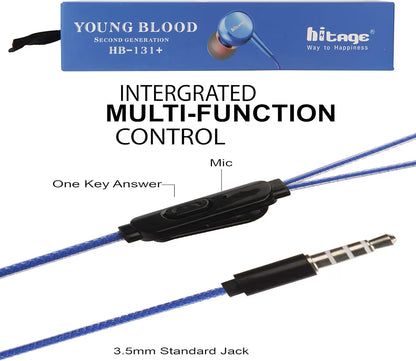 Hitage HB-131+ HD Wired in Ear Earphone with Mic (Blue)