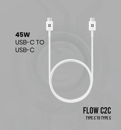 Swiss Military Flow C2C 45W Fast Charging Cable | USB Type-C to Type-C | 1 Meter Soft Silicone Cable