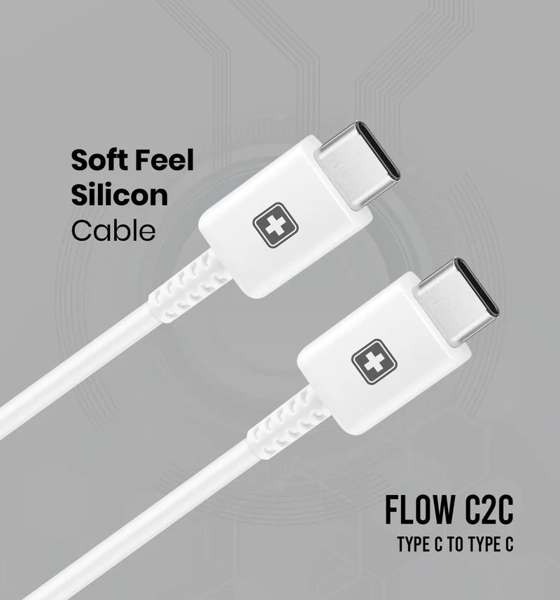Swiss Military Flow C2C 45W Fast Charging Cable | USB Type-C to Type-C | 1 Meter Soft Silicone Cable