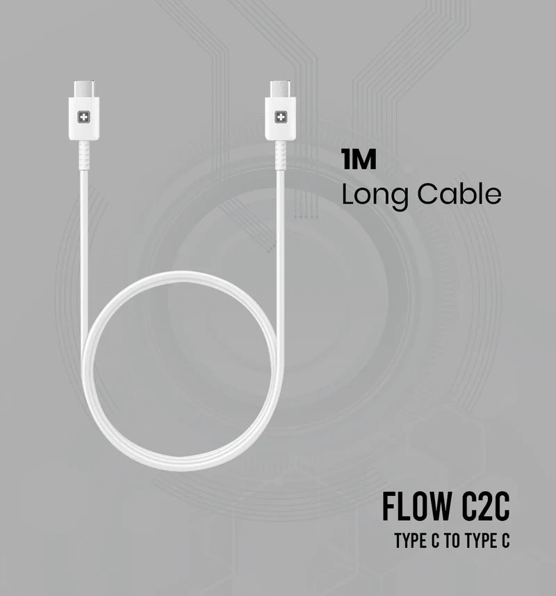 Swiss Military Flow C2C 45W Fast Charging Cable | USB Type-C to Type-C | 1 Meter Soft Silicone Cable