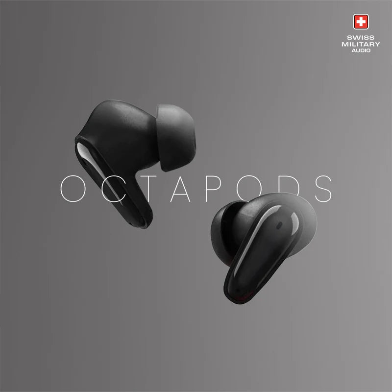 Swiss Military Octa Pods True Wireless Stereo Earbuds | Bluetooth 5.3 | Up to 30 Hours Playtime | LED Display