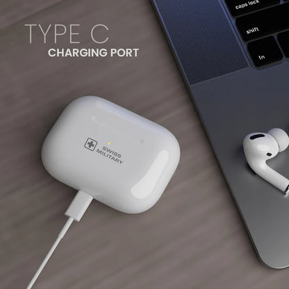 Swiss Military Pods Pro Max True Wireless Earbuds | Bluetooth 5.1 | 20 Hours Playtime | Type-C Charging