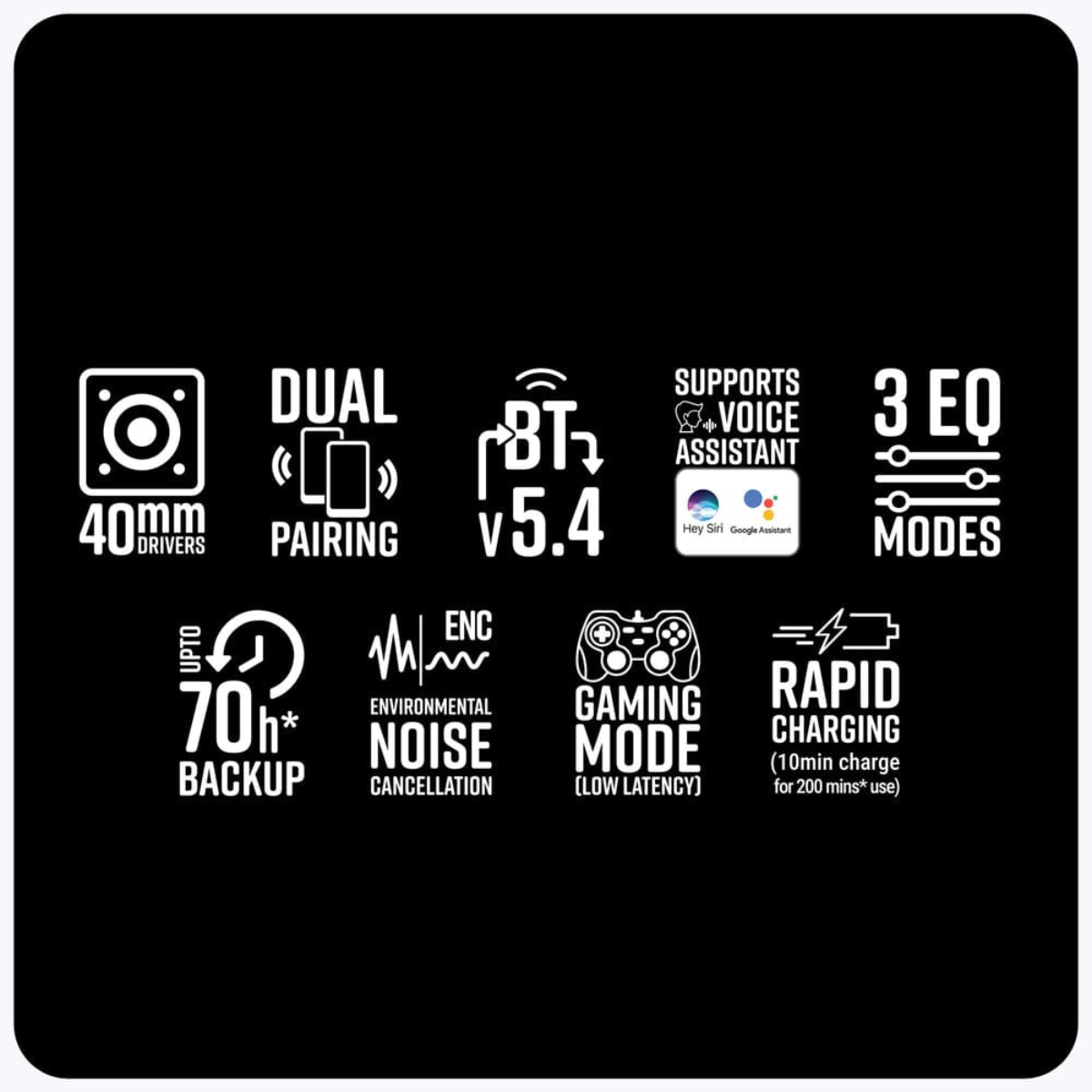 Zebronics Paradise Plus Wireless Headphones | 70H Backup | ENC | Dual Pairing | 40mm Drivers