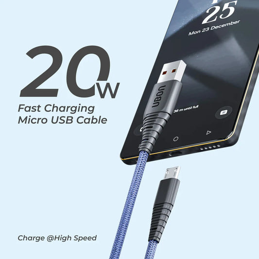 20W Fast Charging Micro USB (V8) Cable | Braided, Durable, 50,000+ Bend Tested