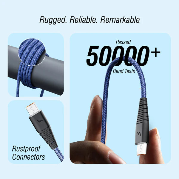 20W Fast Charging Micro USB (V8) Cable | Braided, Durable, 50,000+ Bend Tested