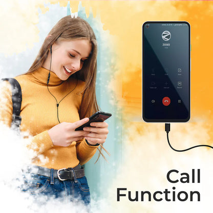 Zebronics Zeb Buds C30 Type-C Wired Earphones with Mic | 14.2mm Drivers | In-Line Controls | Deep Bass | For All Type-C Devices (Black)