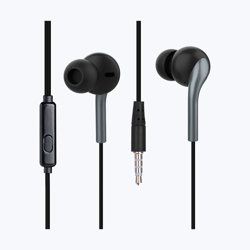 Zebronics Bro Plus Wired Earphones with 14mm Driver, Deep Bass, In-Line Mic & 3.5mm Jack (Black/Grey)