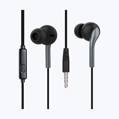 Zebronics Bro Plus Wired Earphones with 14mm Driver, Deep Bass, In-Line Mic & 3.5mm Jack (Black/Grey)
