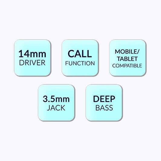 Zebronics Bro Plus Wired Earphones with 14mm Driver, Deep Bass, In-Line Mic & 3.5mm Jack (Black/Grey)