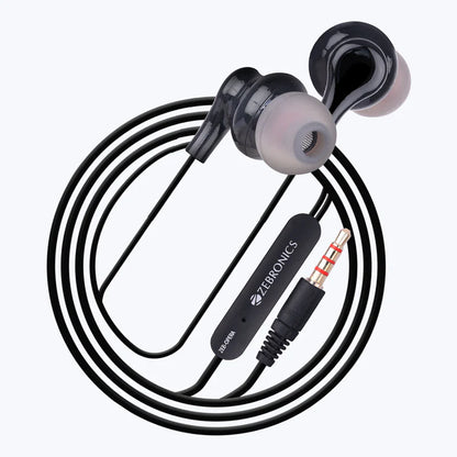 Zebronics Zeb-Opera Wired Earphones with Deep Bass, In-Line Mic, 10mm Drivers & 1.2m Tangle-Free Cable (3.5mm Jack)