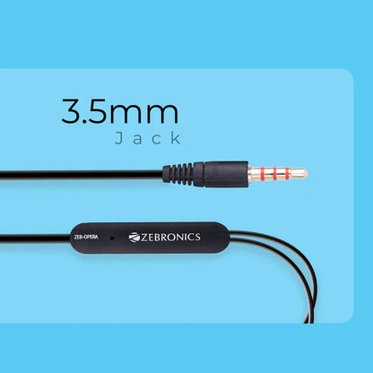 Zebronics Zeb-Opera Wired Earphones with Deep Bass, In-Line Mic, 10mm Drivers & 1.2m Tangle-Free Cable (3.5mm Jack)