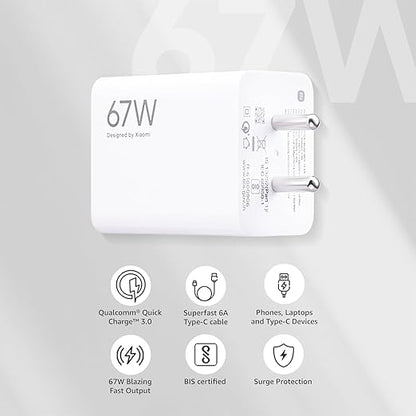 Mi 67W Sonic Charge Combo Mi/Xiaomi/Redmi Charger|Superfast 6A Type C Tablets (Adapter + USB to Type C Cable)