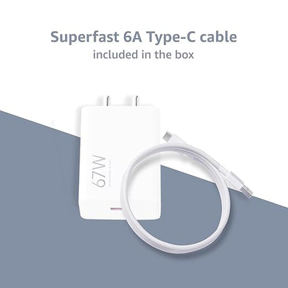 Mi 67W Sonic Charge Combo Mi/Xiaomi/Redmi Charger|Superfast 6A Type C Tablets (Adapter + USB to Type C Cable)