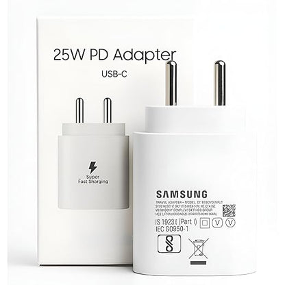 Samsung 25W PD 3.0 Type C Superfast Charger Adapter for Galaxy S25|S24|Ultra|FE|Edge|Plus|M36|M06|F06|M17 M16|F16|A17|M05,M35|F06,A06|A16|A55|A56|M36|M07|A35|Tab S10 Ultra|25 w USB-C Gan Charger